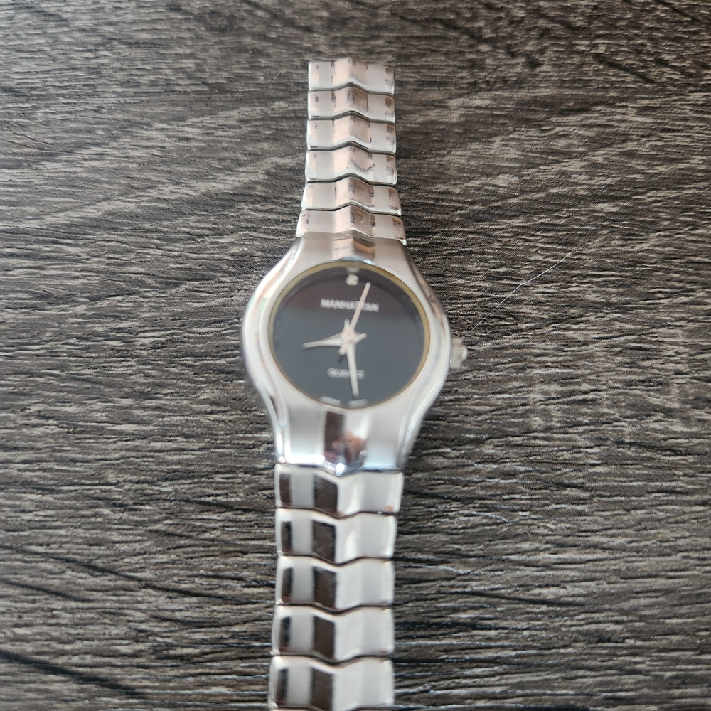 Manhattan Silver Women's Watch with Black Dial